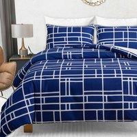 Pamposh Double Brushed Microfibre Duvet Cover Set With Zipper Closure in Blue | Size: Super King