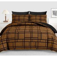 Pamposh Double Brushed Microfibre Duvet Cover Set With Zipper Closure in Brown | Size: Single