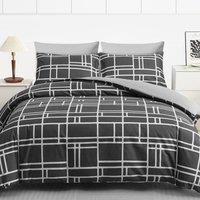 Pamposh Double Brushed Microfibre Duvet Cover Set With Zipper Closure in Charcoal | Size: Single