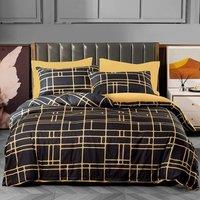 Pamposh Double Brushed Microfibre Duvet Cover Set With Zipper Closure in Gold | Size: Single
