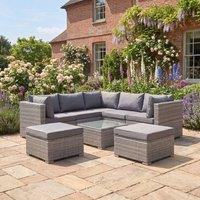 Rosewood & Stone Home Anglesey - 7 Seat L-Shape Modular Set in Grey on Grey