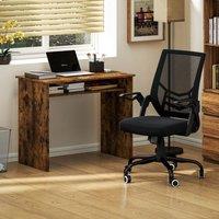 HOMCOM Home Office Desk & Chair Set w/ Shelves Ergonomic Swivel Chair Brown