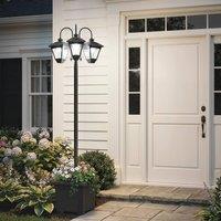 OUTSUNNY 3-Head Solar Lamp Post Light Dusk-to-Dawn Sensor 185 cm Black