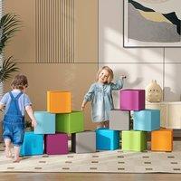 HOMCOM 12 PCs Soft Play Blocks Soft Foam Toy Grey