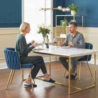 HOMCOM Upholstered Kitchen Chairs Set of 2 with Woven Backrest in Dark Blue | Size: 2 Pack