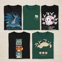 Pokemon 5 Pack Mixed T-Shirts - 5 Bestselling Designs Bundle | Size: XL
