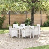 Berkfield Home 7 Piece Garden Dining Set with Cushions White Poly Rattan