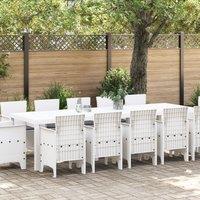 Berkfield Home 13 Piece Garden Dining Set with Cushions White Poly Rattan
