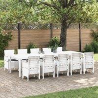 Berkfield Home 11 Piece Garden Dining Set with Cushions White Poly Rattan