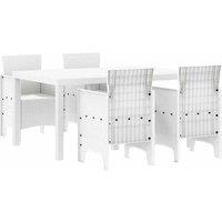Berkfield Home 5 Piece Garden Dining Set White Poly Rattan