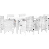 Berkfield Home 7 Piece Garden Dining Set with Cushions White Poly Rattan