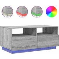 Berkfield Home Coffee Table with LED Lights Grey Sonoma 90x49x40 cm | Size: 90 x 49 x 40 cm