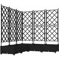 Berkfield Home Garden Planter with Trellis 5 pcs Black 120x120x125.5 cm