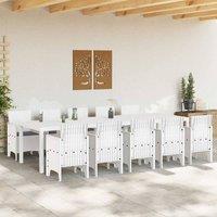 Berkfield Home White 11 Piece Garden Dining Set with Cushions White Poly Rattan