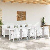 Berkfield Home White 11 Piece Garden Dining Set White Poly Rattan