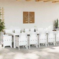 Berkfield Home White 13 Piece Garden Dining Set with Cushions White Poly Rattan