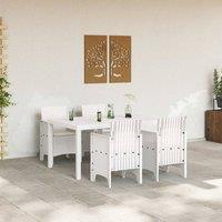Berkfield Home Durable 5 Piece Garden Dining Set with Cushions White Poly Rattan