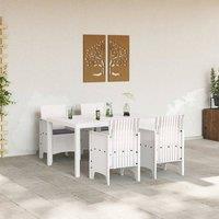 Berkfield Home Modern 5 Piece Garden Dining Set with Cushions White Poly Rattan