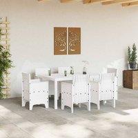 Berkfield Home Modern 7 Piece Garden Dining Set with Cushions White Poly Rattan