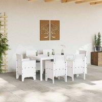Berkfield Home White 7 Piece Garden Dining Set with Cushions White Poly Rattan