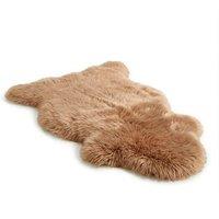 Infinity Leather Genuine Sheepskin Natural Soft Fluffy Real Wool Rug in Light Brown | Size: 90 cm x 60 cm
