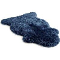 Infinity Leather Genuine Sheepskin Natural Soft Fluffy Real Wool Rug in Blue | Size: 90 cm x 60 cm