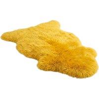 Infinity Leather Genuine Sheepskin Natural Soft Fluffy Real Wool Rug in Yellow | Size: 90 cm x 60 cm