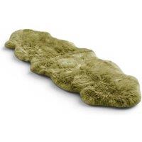 Infinity Leather Luxury Genuine Sheepskin Double Natural Fluffy Soft Real Wool Rug in Light Green | Size: 180 cm x 60 cm