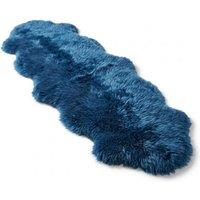 Infinity Leather Luxury Genuine Sheepskin Double Natural Fluffy Soft Real Wool Rug in Blue | Size: 180 cm x 60 cm