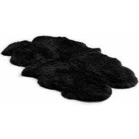 Infinity Leather Genuine Sheepskin Natural Soft Fluffy Real Wool Large Quad Rug in Black | Size: 180 cm x 110 cm