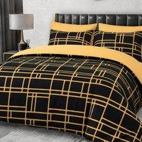 Pamposh Luxury Microfibre Duvet Cover Sets Reversible Quilt Covers in Gold | Size: Super King