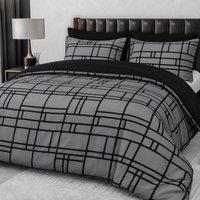 Pamposh Luxury Microfibre Duvet Cover Sets Reversible Quilt Covers in Black | Size: Single