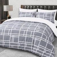 Pamposh Luxury Microfibre Duvet Cover Sets Reversible Quilt Covers in Grey | Size: Super King