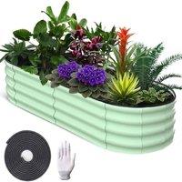 London Boutique 183x91x30cm Galvanized Steel Raised Garden Bed Outdoor Planter Boxes in Green | Size: 183 x 91 x 30 cm