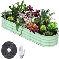 London Boutique 244x61x30cm Galvanized Steel Raised Garden Bed Outdoor Planter Boxes in Green | Size: 244 x 61 x 30 cm