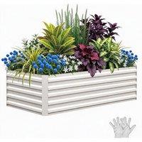 London Boutique 6x3x2FT Galvanized Metal Raised Garden Bed Outdoor Planter Box in Beige