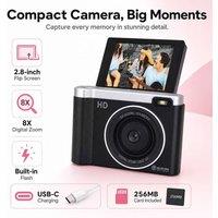 BluCore Digital Camera with 2.8-Inch Flip Screen & Digital Zoom in Black