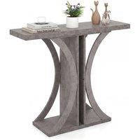 Gymax Geometric Console Table Industrial Rectangular Entryway Sofa Table in Grey
