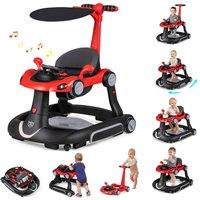 CASART 6-in-1 Baby Walker Portable Activity Center Bouncer Rocker Combo in Red
