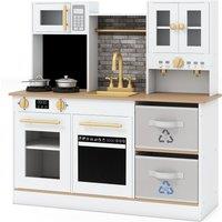 Costway Children's Wooden Play Kitchen with Stove & Sounds in Natural