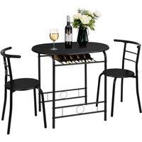 KORVIXA Black Small Dining Table with Storage Shelf | Size: 100 cm x 100 cm