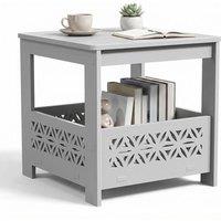 KORVIXA Grey 2-Tier Small Coner Table | Size: 100 cm x 100 cm