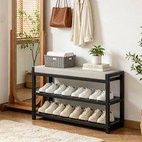 KORVIXA Shoe Bench Stool Shoe Cabinet Storage Rack in Black | Size: 900mm
