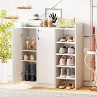 KORVIXA Shoe Storage Organizer w/ 2 Adjustable Shelves & 4 Open Shelves in White | Size: 900mm