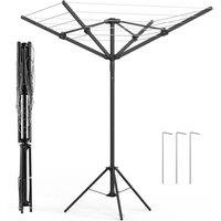 FLAVORA 4 Arm Rotary Washing Line Freestanding Portable Airer in Black | Size: 0.6m2
