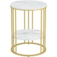 KORVIXA Round 2 Tier Coffee Table Side Table in White | Size: 100 cm x 100 cm
