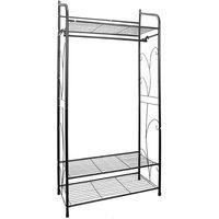 KORVIXA Black Dress Hanger Bar Open Wardrobe Shoe Shelf | Size: 900mm