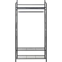 KORVIXA Industrial Open Wardrobe Garment Rack with Shoe Storage in Black | Size: 900mm