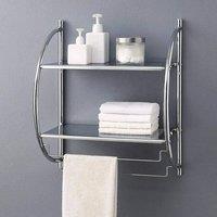 KORVIXA 2 Tier Bathroom Shelf Wall Mounted in Silver