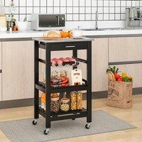 KORVIXA Wheeled Kitchen Storage Trolley Cart in Black | Size: 100 cm